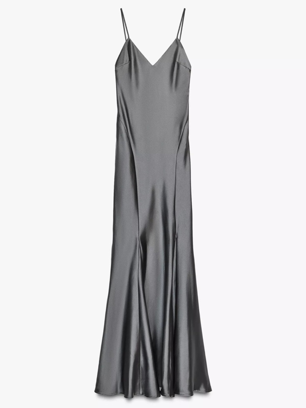 SATIN EFFECT LONG DRESS Charcoal
